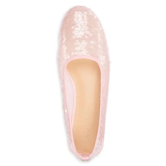 Aqua Shoes - Aqua Sequin Embellished Ballet Flats in Light Pink Sz 8